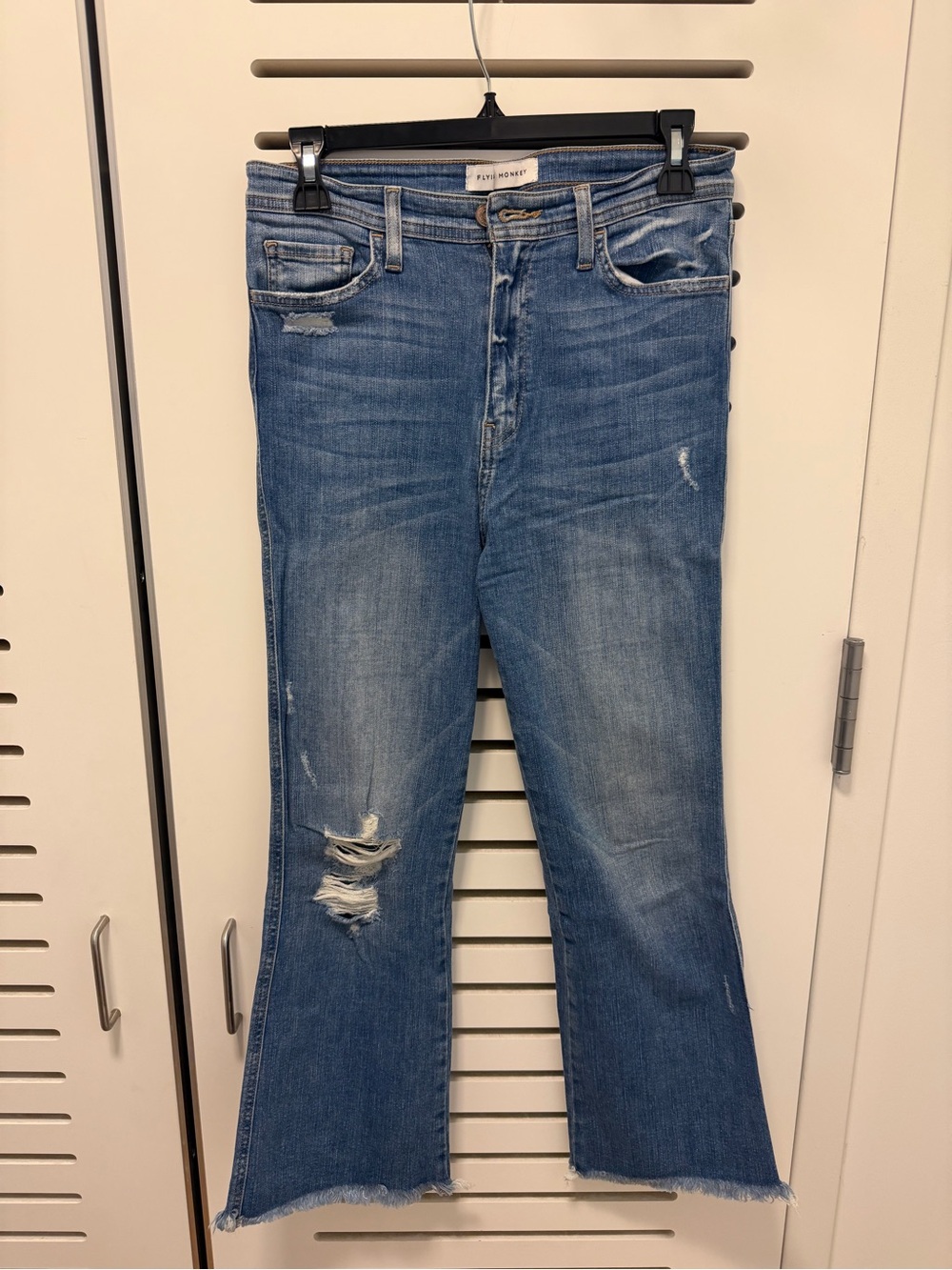 Flying Monkey High Rise Distressed Cropped Flare Jeans - Size 28
